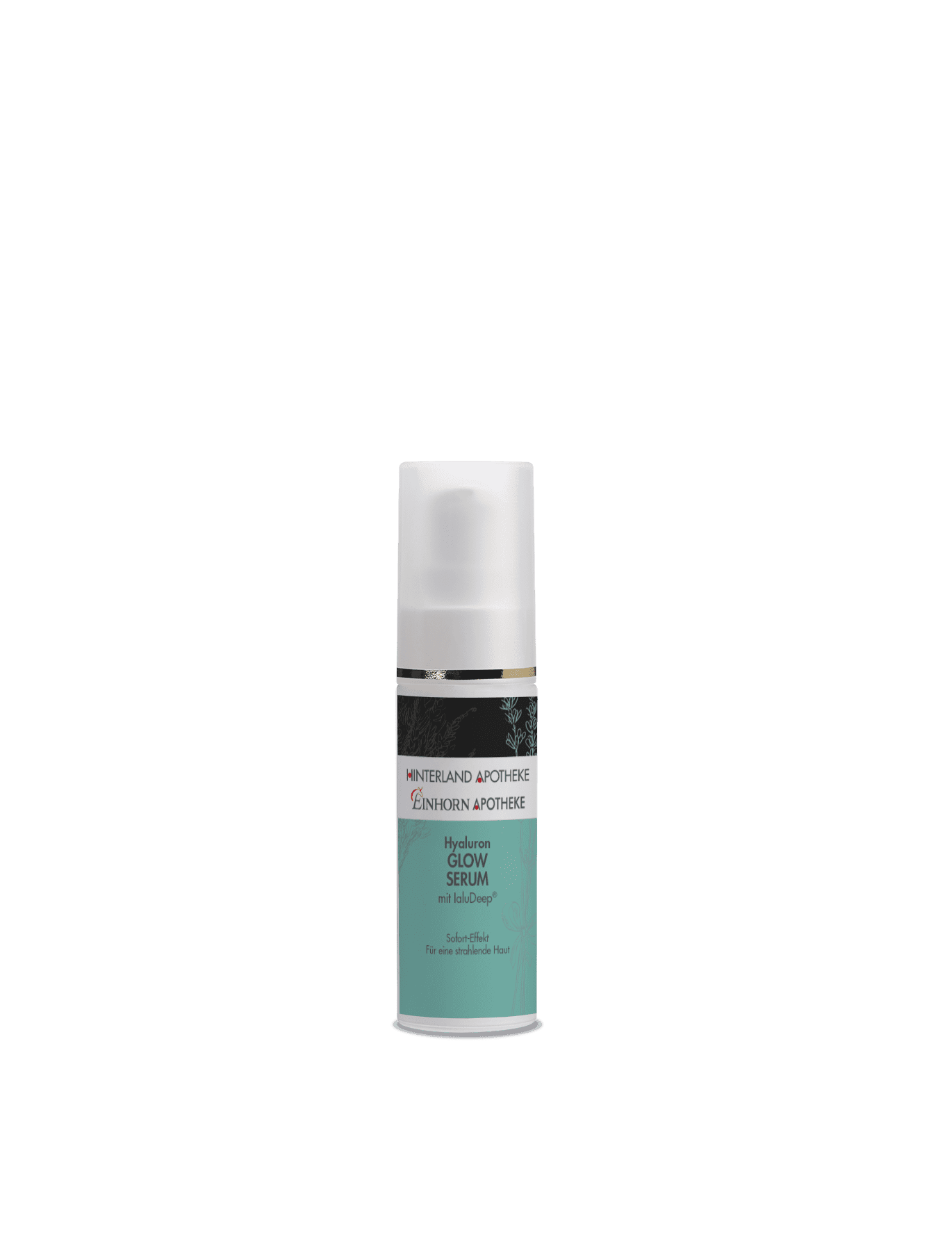 Hyaluron Glow Serum im Glasflakon mit Pumpspender
