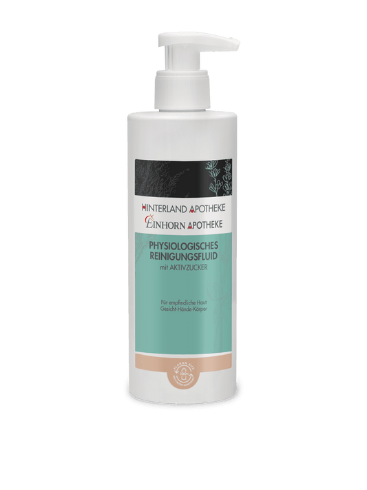 Physiologisches Reinigungsfluid im Flakon mit Spender