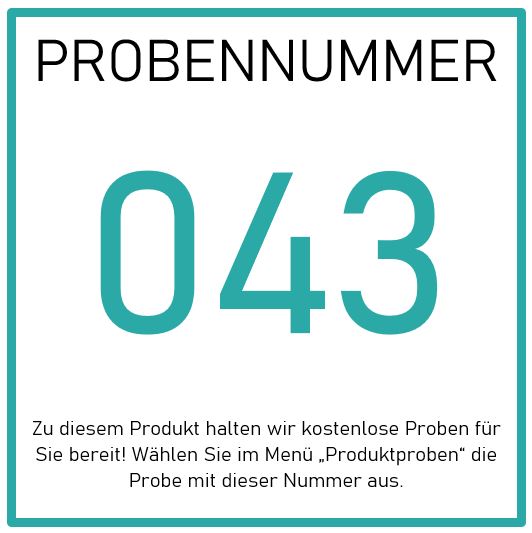 Auf dem Bild steht über 043 "PROBENNUMMER". Darunter steht, dass kostenlose Proben der Hinterland Apotheke Hyaluron Körperlotion erhältlich sind - wählen Sie im Menü Produktproben die Probe 043.